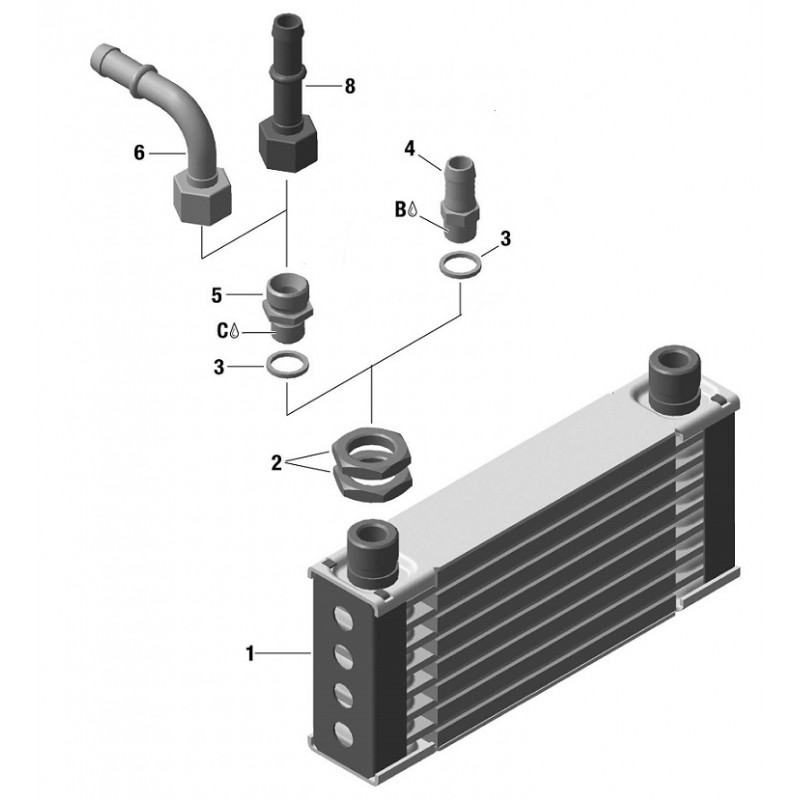 Rotax Radiator Cad Rotax Radiateur huile petit modèle 216 x 96.5 mm